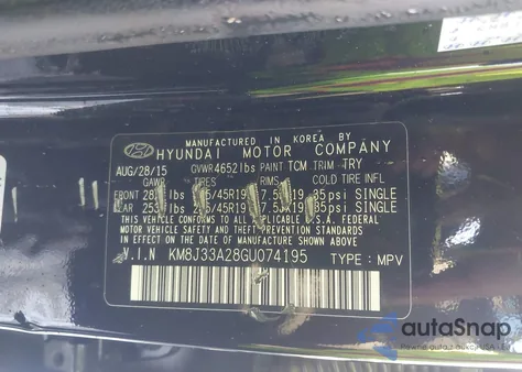 2016 Hyundai Tucson Limited from USA, damaged, VIN KM8J33A28GU074195